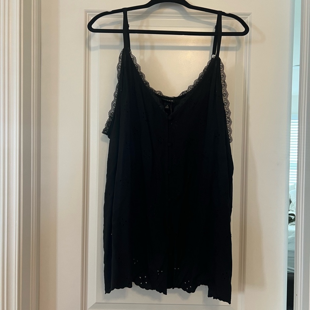 Elegant Black Lace Trim Women's Top